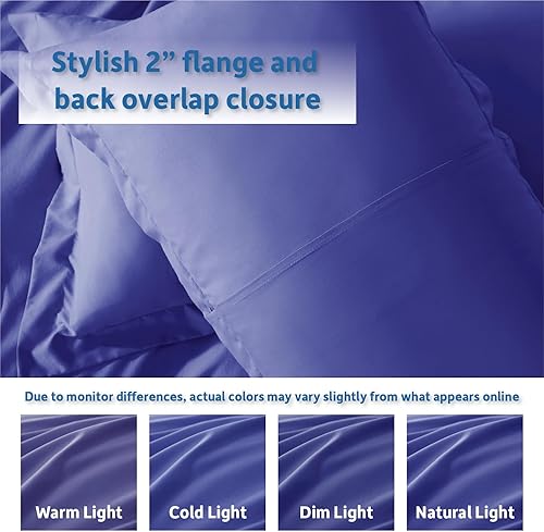 Miniatura 8 de Nestl Juegos de funda de edredón de color azul rey y tamaño California King, de suave doble cepillado, de 3 piezas, cierre de botón, 1 funda de