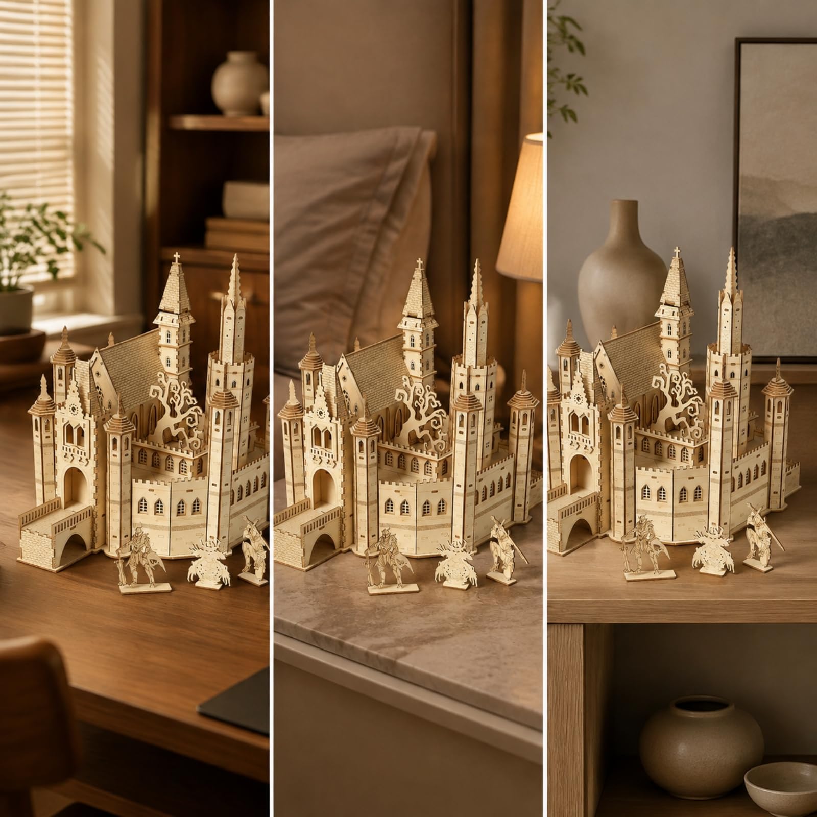 Modello di Fantasy 3D in Legno Regalo Creativo Puzzle di Fantasy con Figure Atmosfera Magica per Studio