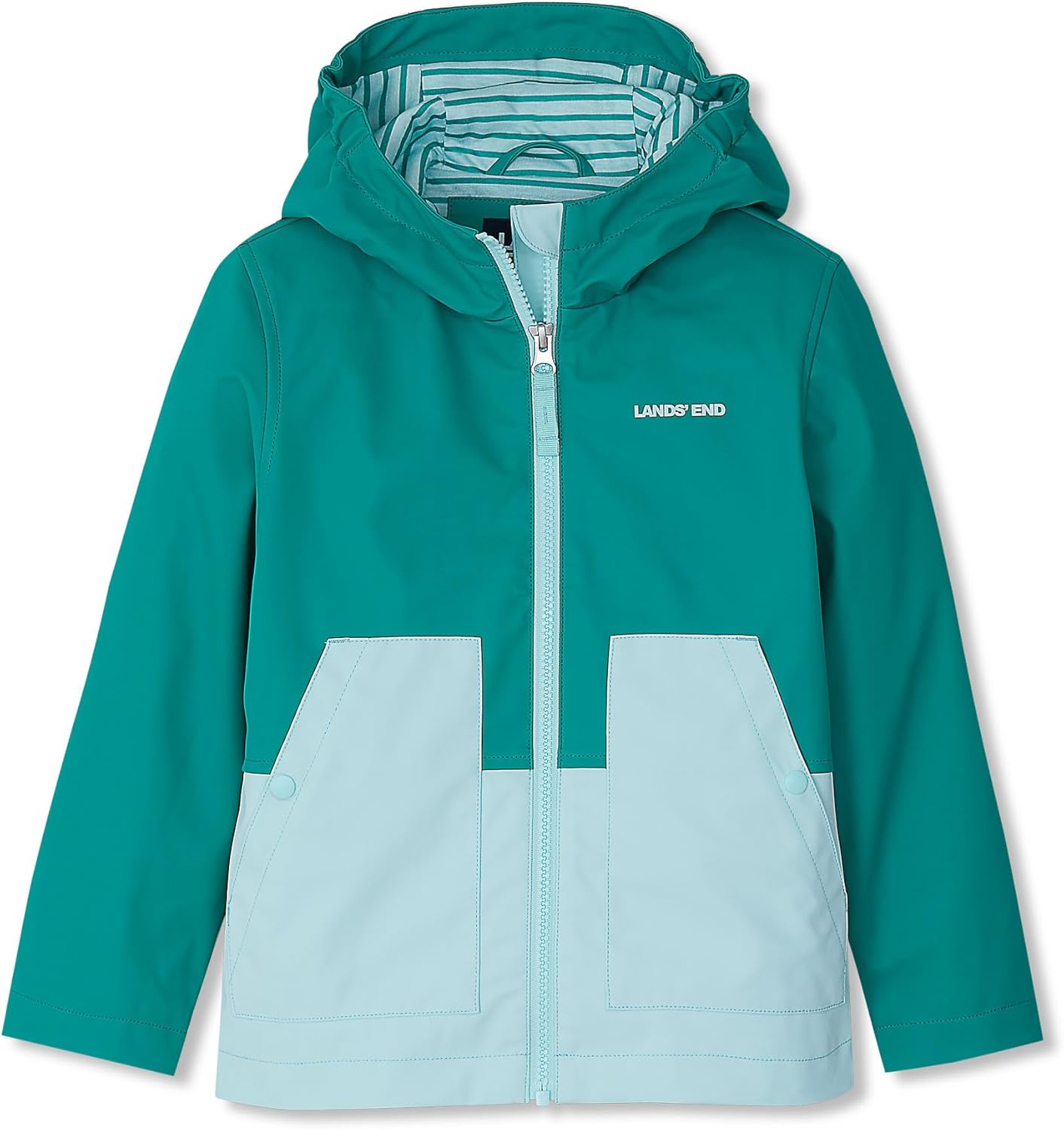 Lands' End Kids Water Resistant Hooded Slicker Rain Jacket