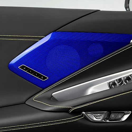 Miniatura 5 de AIRSPEED Adhesivo para cubierta de altavoz de sonido para puerta de automóvil C8 de fibra de carbono dura real, para Chevrolet Corvette C8 2020 2021