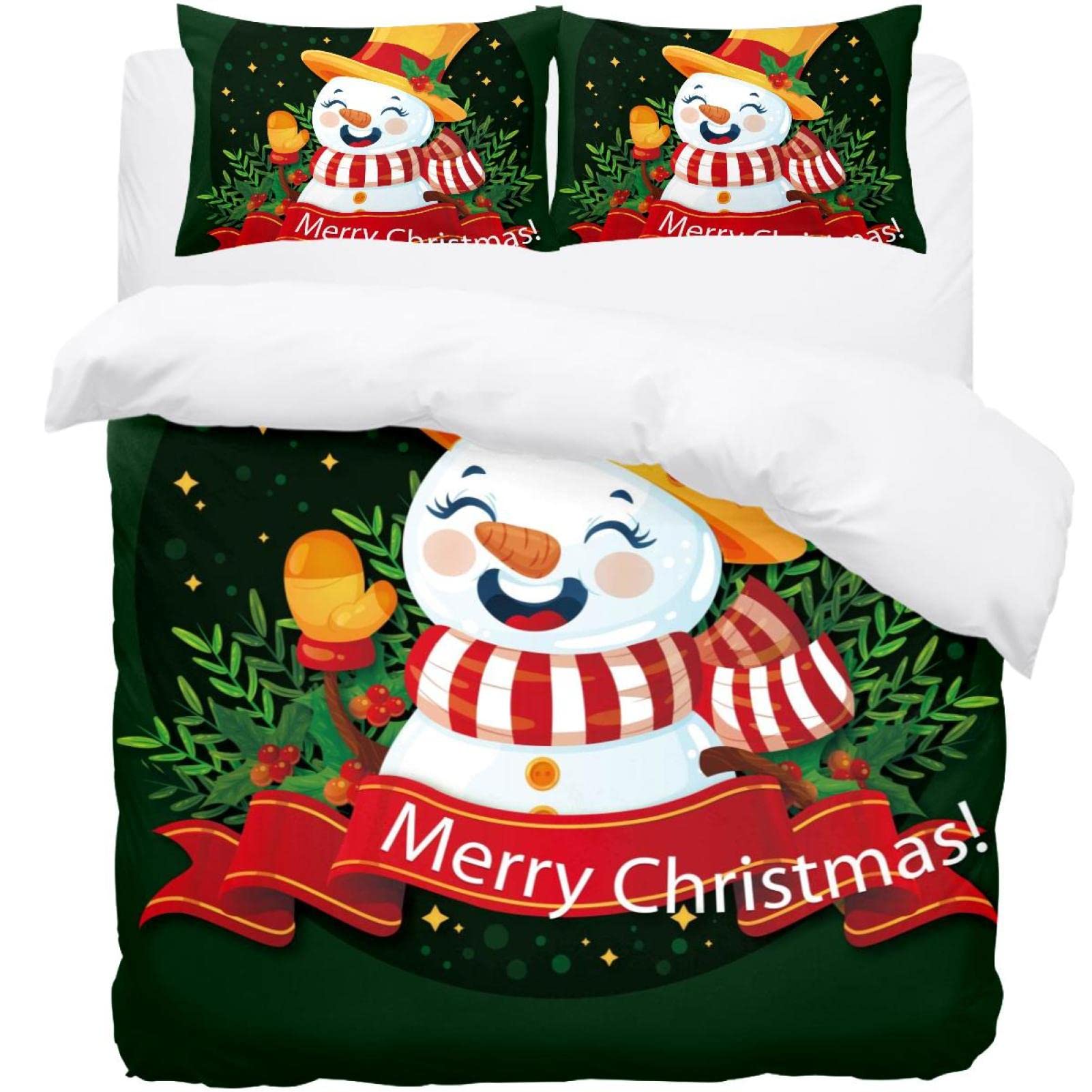 Housse de couette bonhomme de neige grand lit et ensemble taies d'oreiller