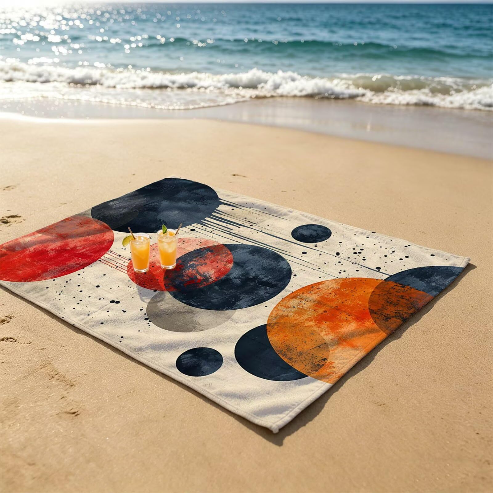 Toalla Playa Grande 160 x 220 Vacaciones Accesorios Viaje, Toalla Playa Redondo Suave Cómodo Secado Rápido, Simple Toallas Baño Grandes 220x160cm para Yoga Fitness Natación Sauna Baño Regalo XTLS-7942