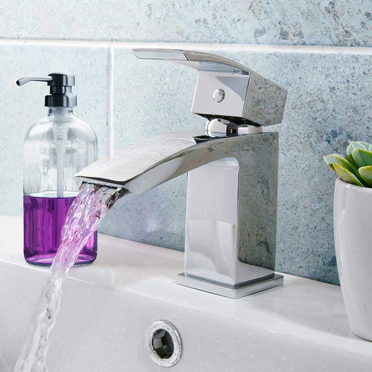Nes Home | Arke Waterfall Bathroom Basin Mono Mixer Tap Solid Brass Cloakroom