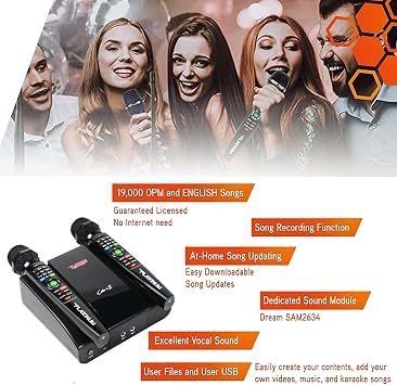 2022 Platinum Karaoke Machine System,Over 23K Songs:7K Filipino Tagalog,4K Hindi +12k English Songs,Dual Wireless Microphones,Digital Video,Song Recording & Link app Support, Black, LX-CELLO 2