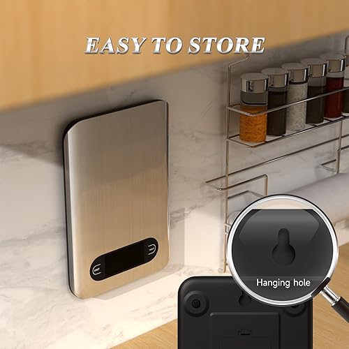 Miniatura 6 de Qzzhizhao - Báscula digital de cocina, capacidad de 17 libras, báscula de alimentos con pantalla LCD, peso gramos y onzas para cocinar y hornear,