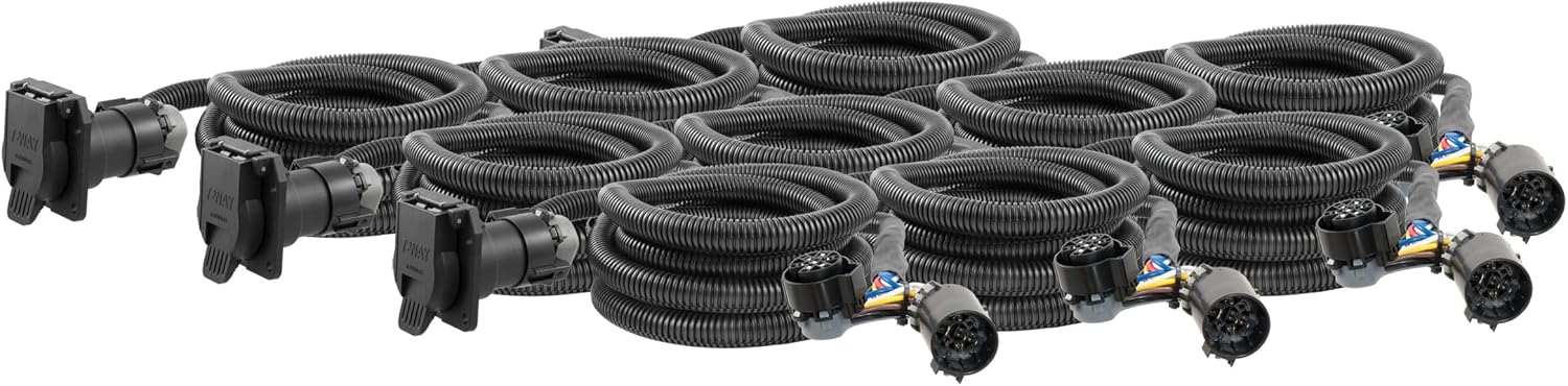 CURT 56000010 10-Foot Vehicle-Side Truck Bed 7-Pin Trailer Wiring Harness Extensions, Select Chevy, Dodge, Ford, GMC, Nissan, Ram, Toyota, 10-Pk