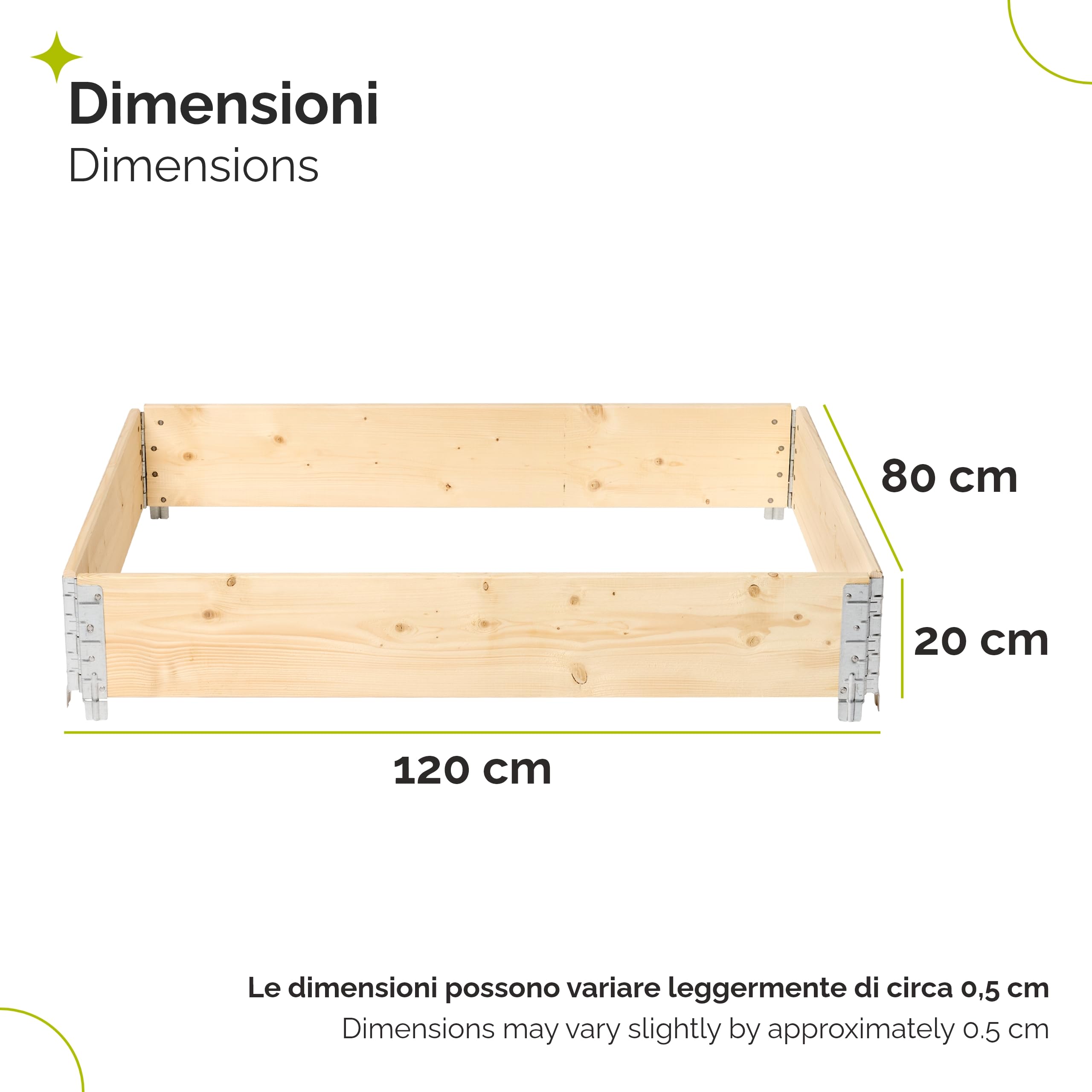 Garronda Orto Rialzato da Esterno per Giardino, Cassoni Orto, Aiuola Rialzata con Telaio in Legno 120x80 cm, Grandi Fioriere per Piante, Fiori, Erbe, Frutta e Verdura GD-0075 (Naturale, 3 pz)