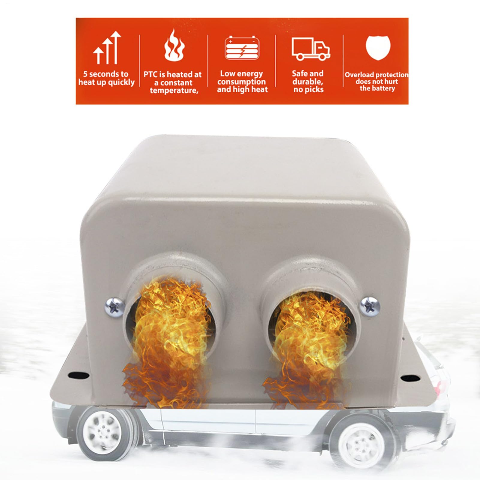 Elektrischer Autoheizlüfter – Heizlüfter aus rostfreiem Kupfer mit 800 W | Luftauslass, automatischer Enteiser, Windschutzscheibe mit schneller Entnebelung, Heizung von Veh
