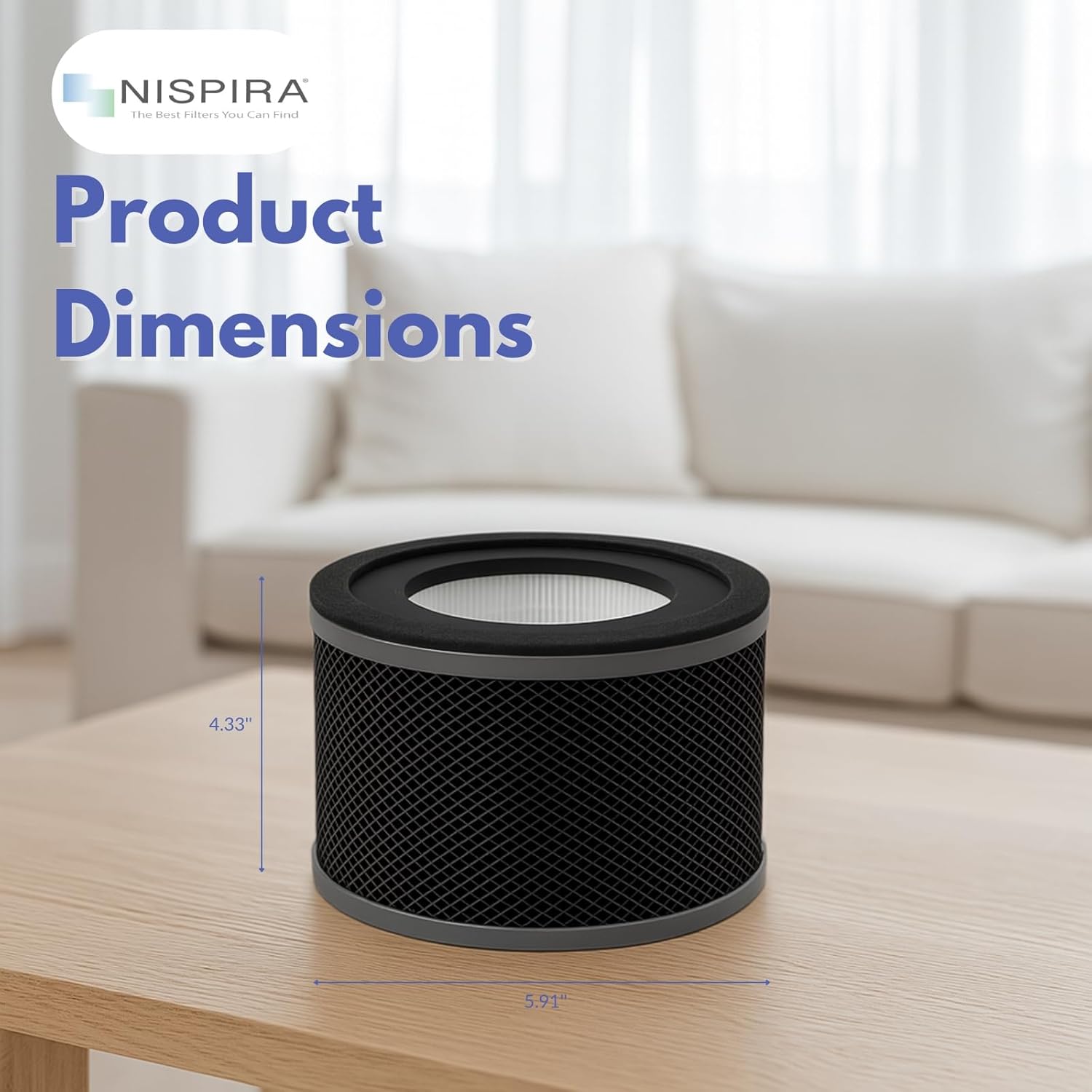 Nispira True HEPA Replacement Filter for Air Purifier, Compatible with Tao Tronics TT-AP001, 2 Packs - Image 2