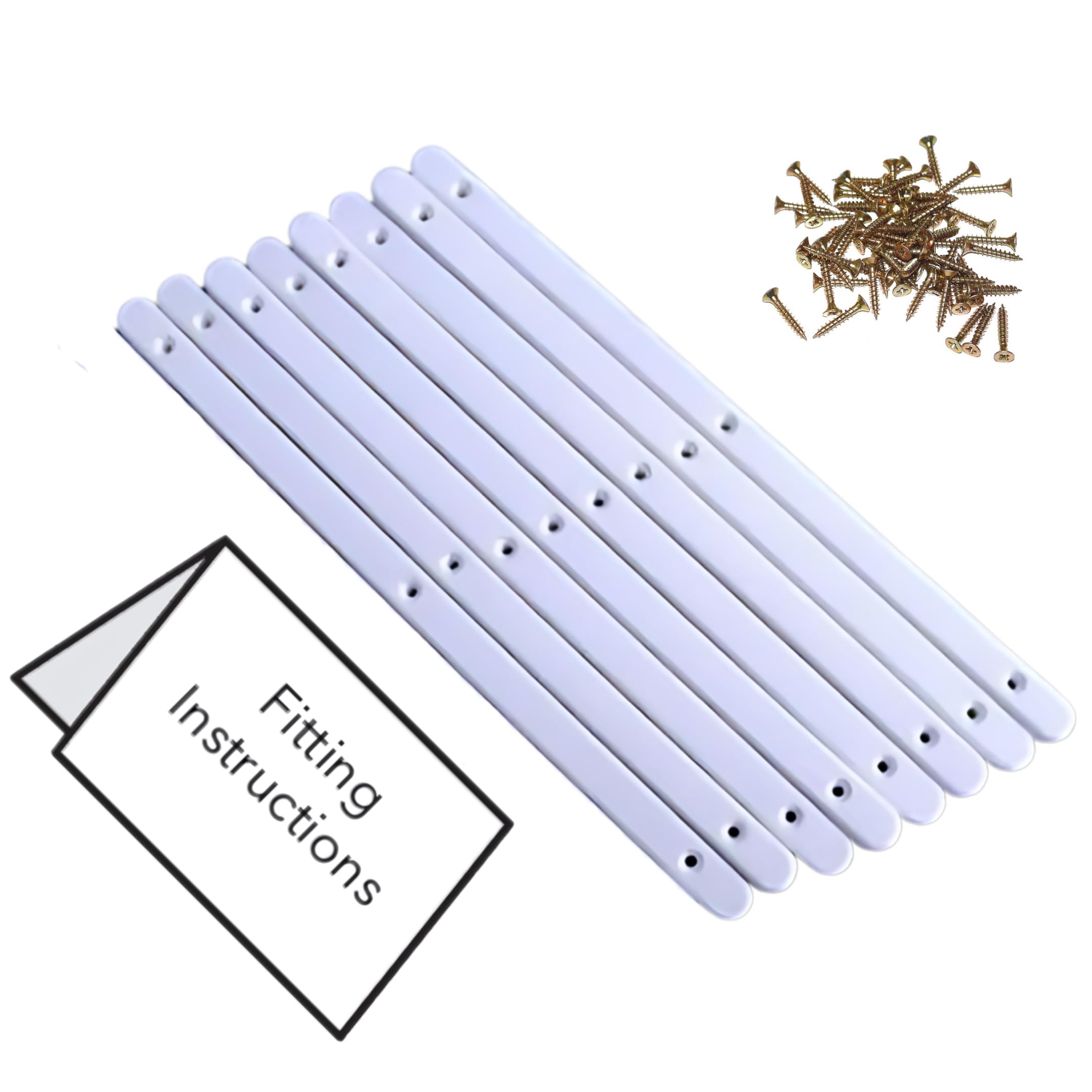 Kevagh White 8 (4 Pairs) Of Plastic Drawer Runners With Screws And Instructions For Furniture. Replacement Plastic Drawer Rails, Drawer Slides Runners, Bedroom Cabinet Rails Bundle By