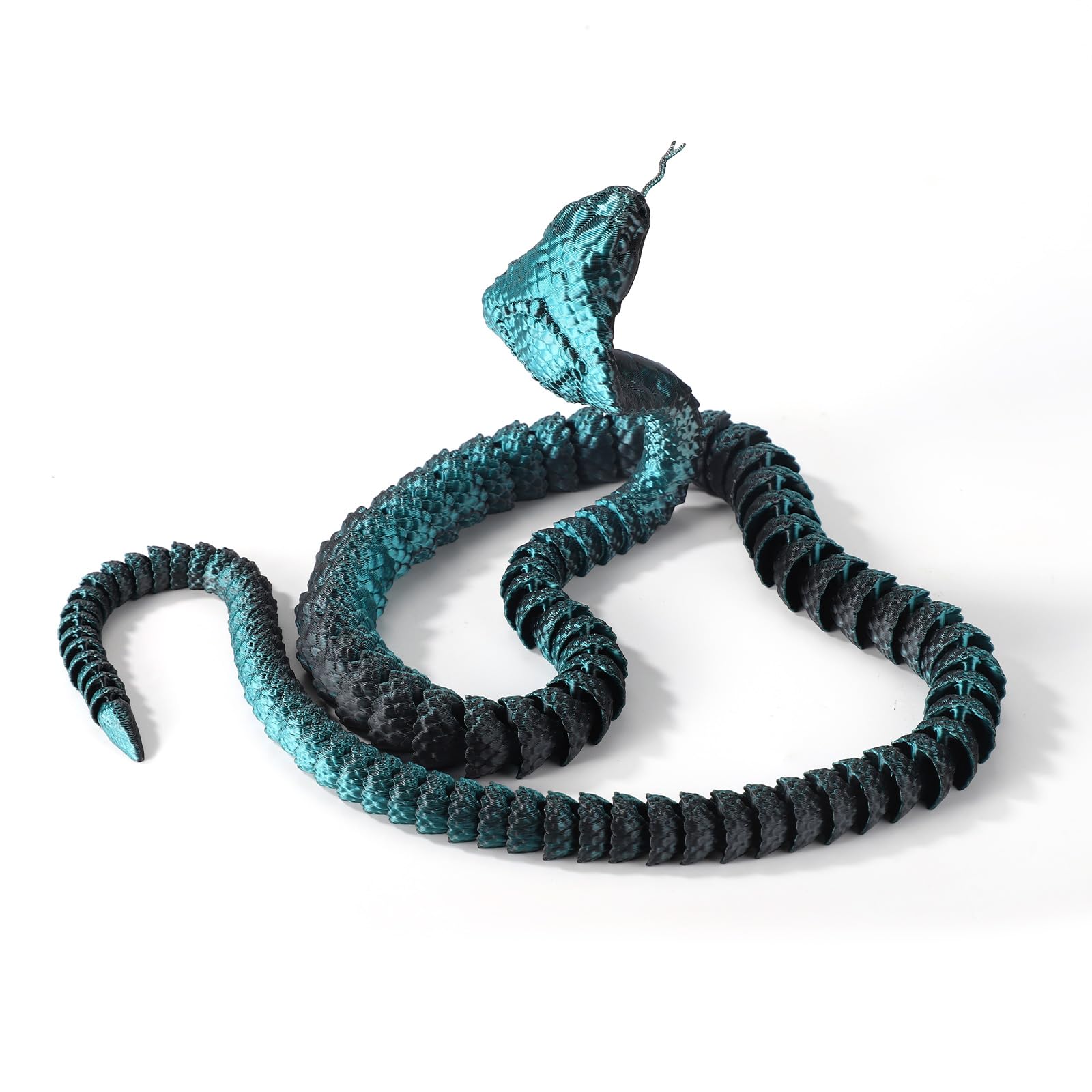 25.79 Inch 3D Printed Snake, 3D Printed Toys Flexible Crystal Snake Toys Perfect Desk Pet for Animal Collectors (Black, Green)