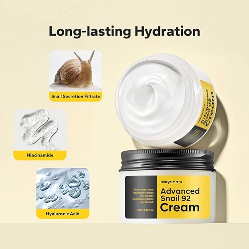 Miniatura 3 de SilkyShark Crema reparadora de mucina de caracol al 92% (3.52 onzas líquidas), filtrado de secreción de caracol, crema de mucina de caracol, cuidado