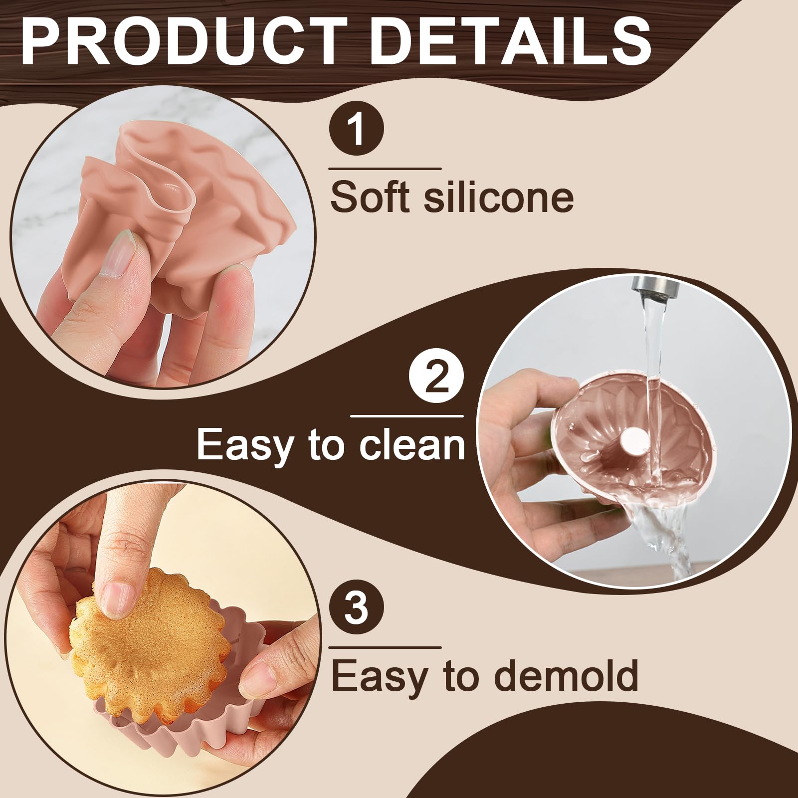 Stampi in Silicone, 24 Pezzi Riutilizzabili Stampo Muffin, Antiaderenti Pirottini per Friggitrice Ad Aria, 4 Forme Stampo Ciambella per Torte, Creme e Budini (Sicuri in forno fino a 220 °C)
