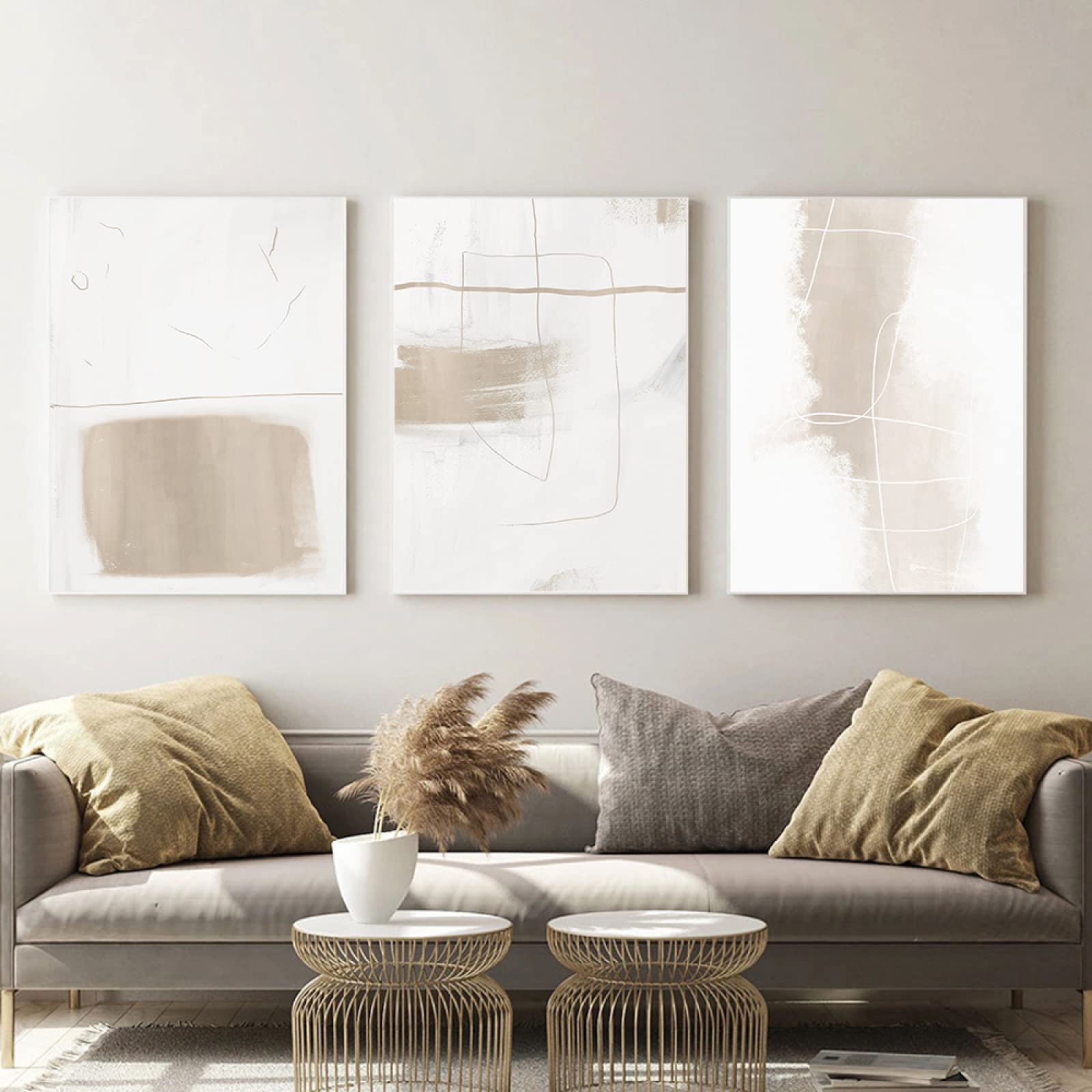 Minimalistyczne plakaty i nadruki styl abstrakcja sztuka ścienna beżowy obraz na płótnie skandynawska nowoczesna dekoracja obrazy do salonu nieoprawione 50 × 70 cm × 3 szt
