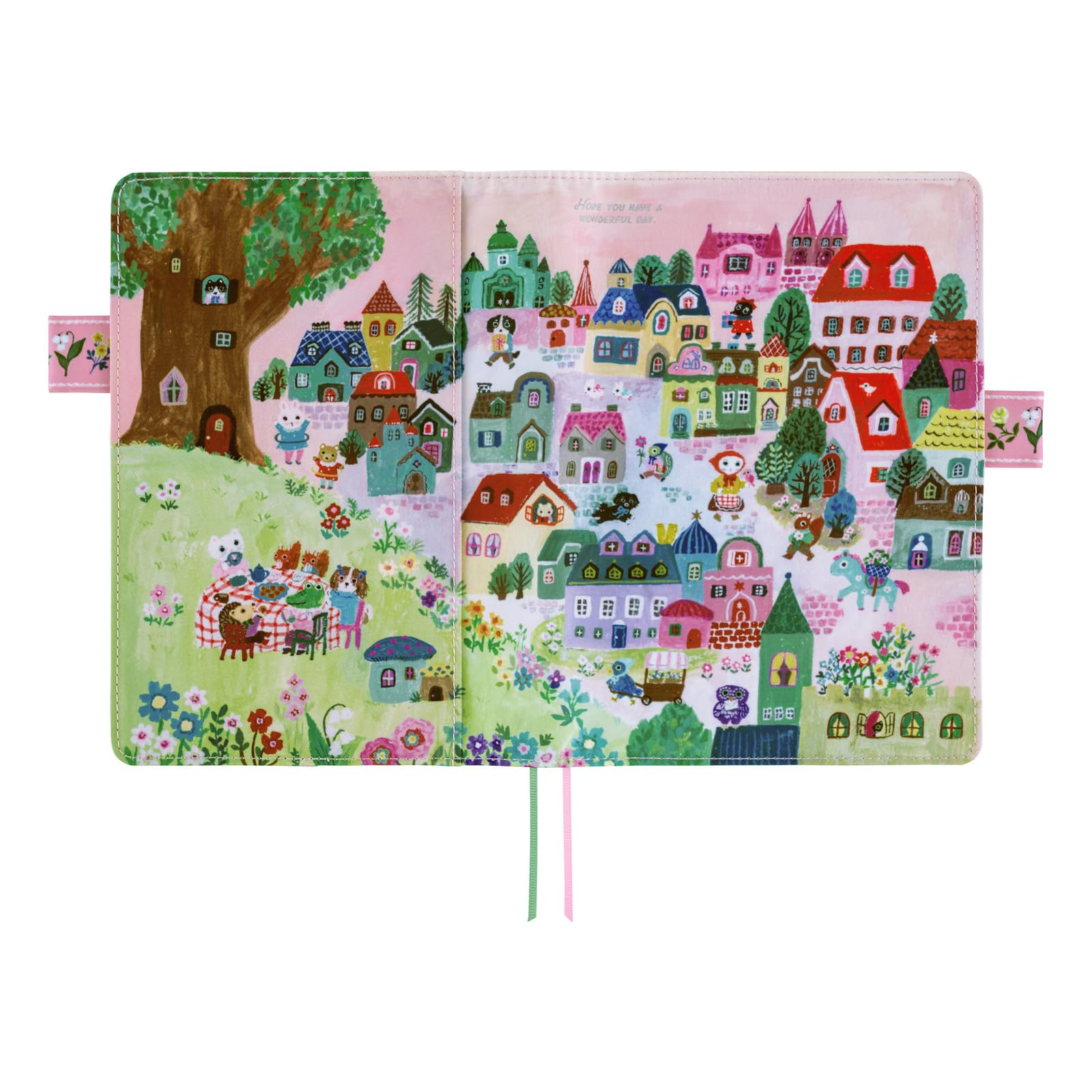 Hobonichi Techo Couverture de planification A5 – Yumi Kitagishi : village de chats blancs (format cousin, couverture uniquement)