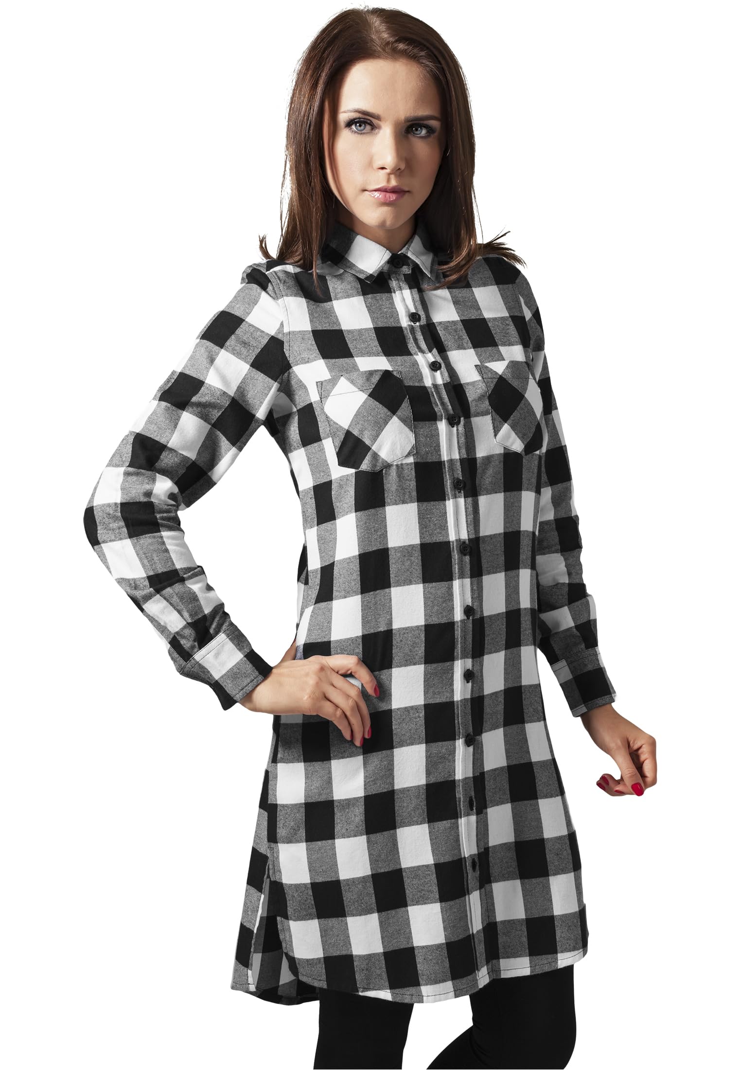 Urban Classics Damen Ladies Checked Flanell Shirt Dress Kleid (1er Pack)