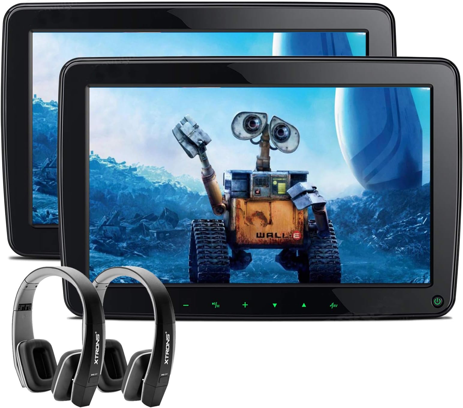 Pyle Universal Car Dual Headrest Monitor 9.4 Inch Vehicle Multimedia CD DVD Player