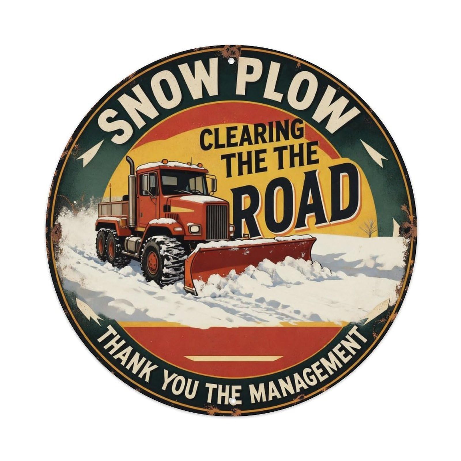 Snow Plow Clearing The Road Metal Tin Sign Plaque