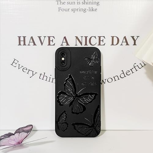 Miniatura 6 de Lovmooful Funda compatible con iPhone Xs Max, diseño de mariposa negra para niñas y mujeres, TPU suave a prueba de golpes, para iPhone Xs Max,