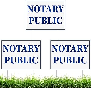 Geelin 3pcs Notary Public Yard Sign 12 × 16 Inch Double Sided Weatherproof Blue and White, Plastic Sign with Metal Stake for Notary Agencies, Government Service Centers, or Court Ancillary Facilities
