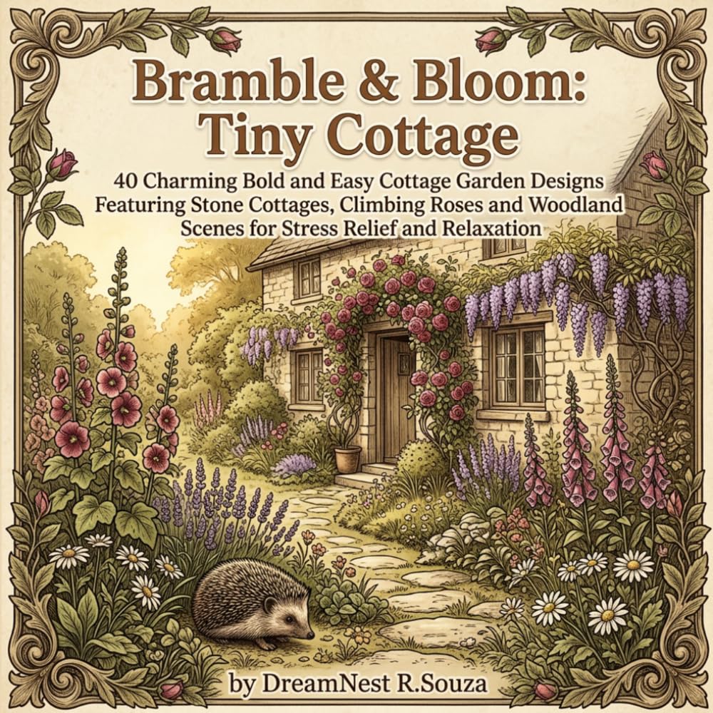 Bramble & Bloom: Tiny Cottage: 40 Charming Bold and Easy Cottage Garden Designs Featuring Stone Cottages, Climbing Roses and Woodland Scenes for Stress Relief and Relaxation