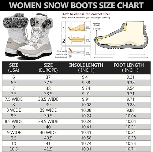 Miniatura 2 de EARLDE Womens Snow Boot With Waterproof Lace Up Mid-Calf Outdoor Winter Deep Tread Rubber Sole