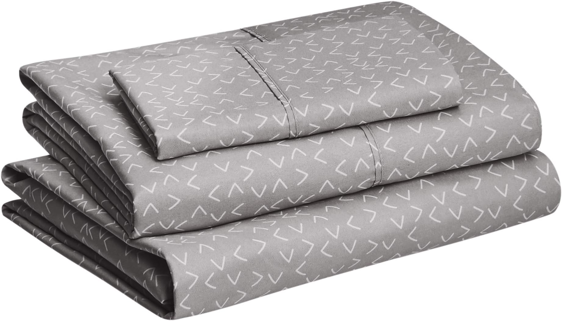 Amazon BasicsLightweight Super Soft Easy Care Microfiber Bed Sheet Set With 14” Deep Pockets - Twin XL, Gray Arrows