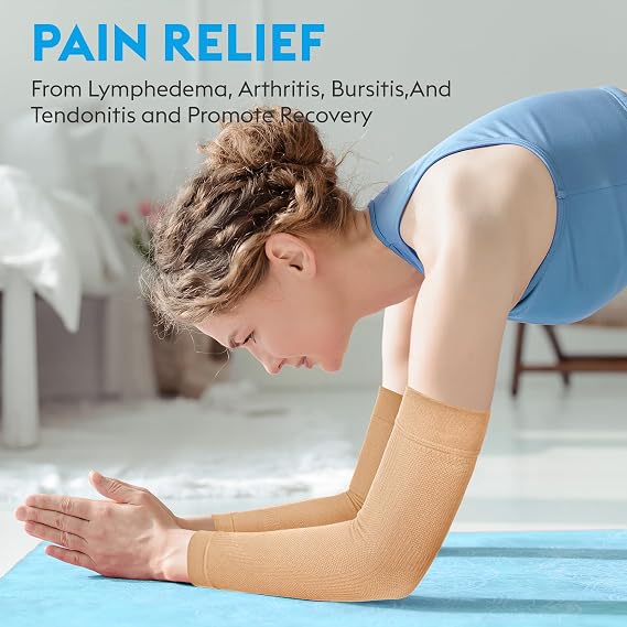 KEKING Compression Arm Sleeves 20-30mmHg Graduated Pair for Pain Relief