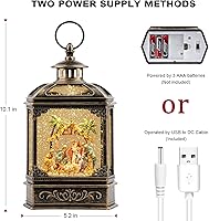 Vista 7 de Linterna de globo de nieve de Navidad, linterna brillante de agua iluminada con cable USB y funciona a baterías, para regalos y decoración de Pesebre