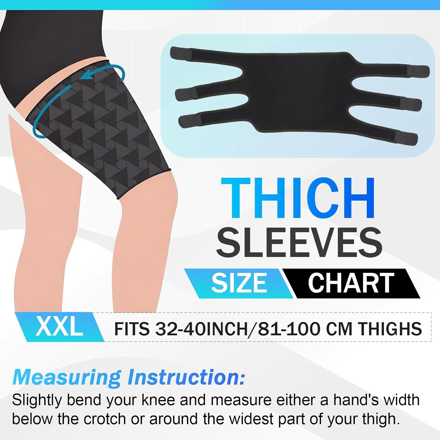 Cuffbow 2 Pack Plus Size Thigh Compression Wraps, Adjustable Leg Sleeves for Circulation and Muscle Recovery for Men and Women(XXL, Tall)