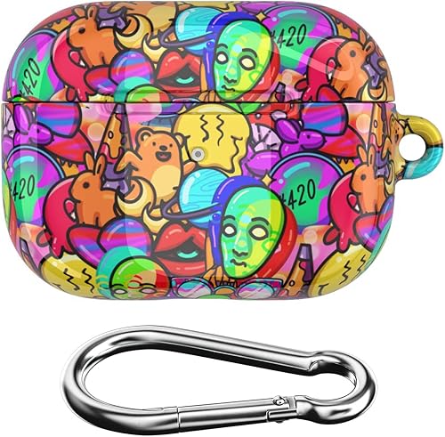 Miniatura 3 de Cavka Funda compatible con Airpods Pro y Pro 2 Airpods 3-2-1 Gen Trippy Cover con llavero Cool Crazy Design Adolescente Funda protectora de plástico