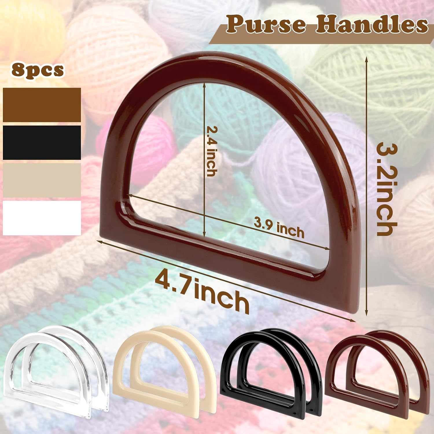 LPZNUYVC 14-Piece Crochet Purse Kit with Pre-Punched Leather Bag Bases and D-Shape Handles, Complete DIY Handbag Making Supplies, Shoulder Bag Craft Set for Beginners, Multicolor - Image 5