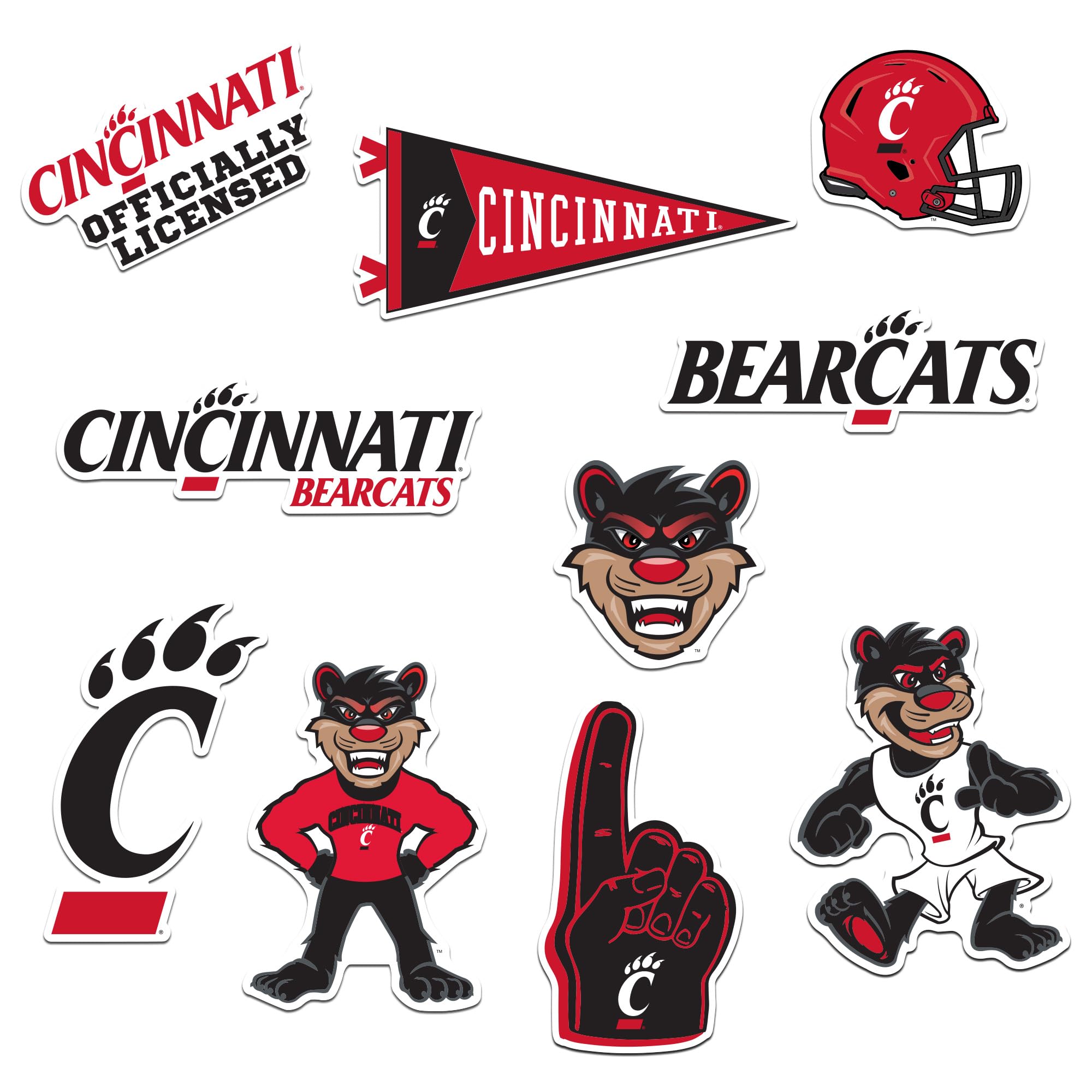 GRAPHICS &amp; MORE University of Cincinnati 9ct Vinyl Large Deluxe Stickers Variety Pack - Laptop, Water Bottle, Scrapbooking, Tablet, Skateboard, Indoor/Outdoor - Set of 9