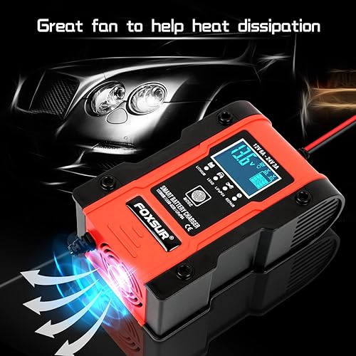 Miniatura 4 de IEIK Cargador de batería automotriz 12V 6A - 24V 3A Cargador inteligente multifunción para automóvil, camión, motocicleta, cortacésped, barco, ATV,