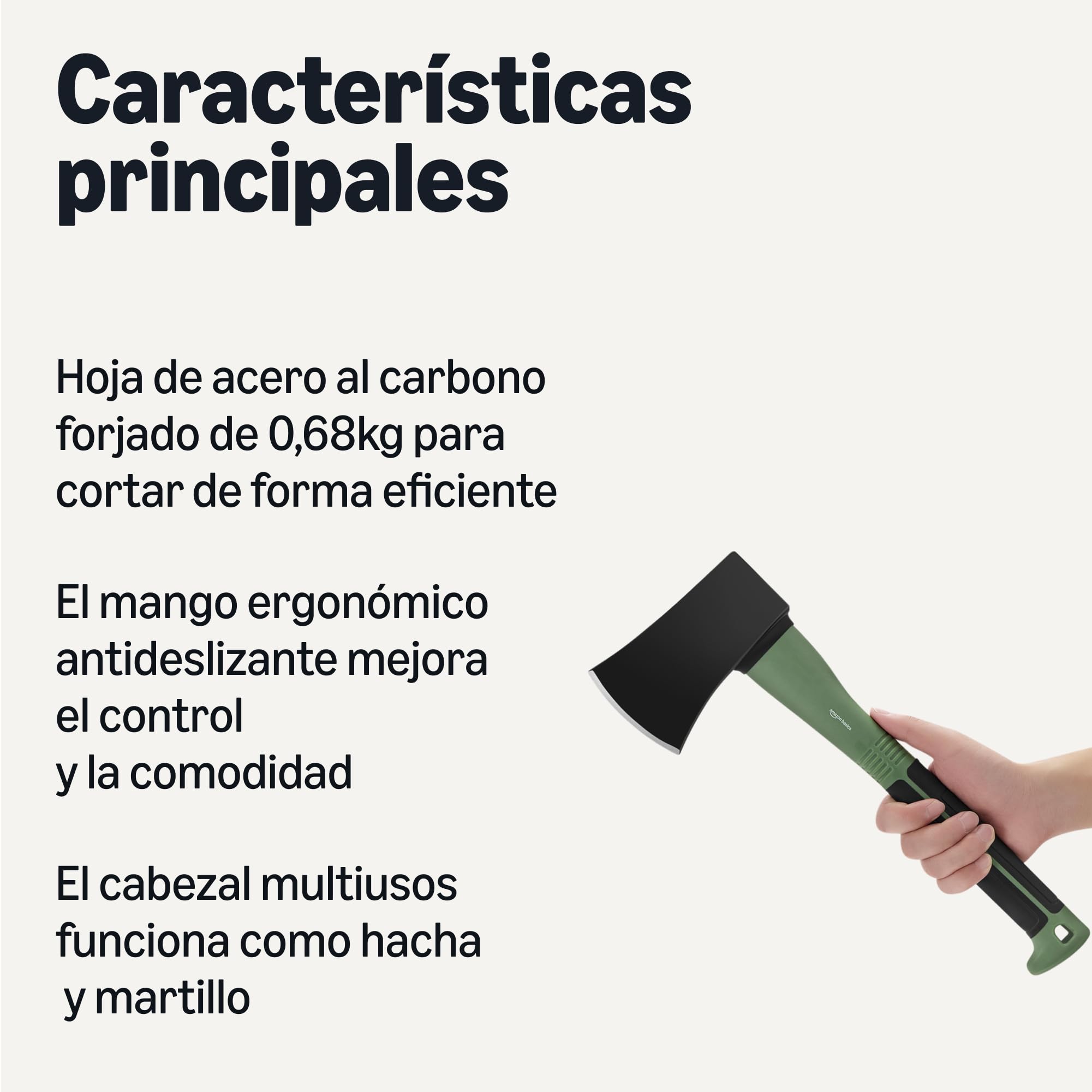 Amazon Basics Hacha para Cortar Madera, : 38.1 x 14.0 x 2.9 cm (Largo x Ancho x Alto), Oliva, Negro, Paquete de 1