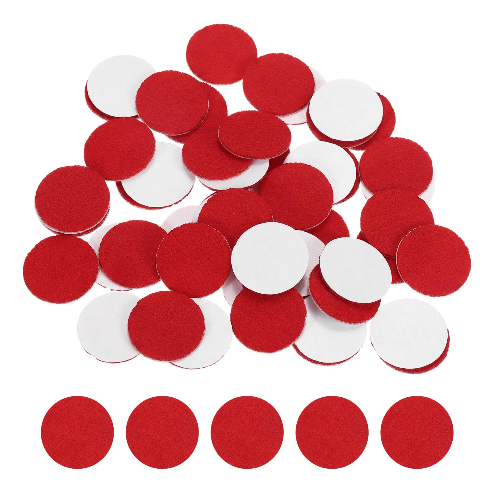 sourcing map 100 Pcs Adhesive Felt Circles, 9/16" Dia 2mm Thick Round Non-Woven Felt Pads Stickers Dots Pre Cut for DIY Crafts Sewing Handcraft Costume Holiday Decoration, Red — image 1