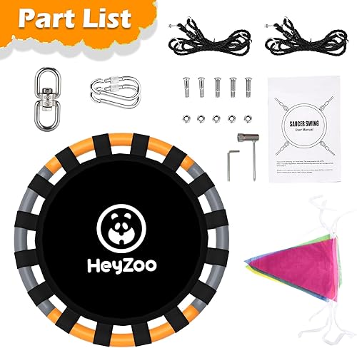 Miniatura 6 de Columpio de platillo, juegos de columpio de 40 pulgadas para patio trasero y patio de juegos al aire libre, capacidad de peso de 900 libras, con