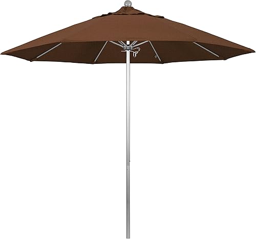 Miniatura 12 de California Umbrella Paraguas redondo de aluminio/fibra de vidrio de 9', empuje abierto, poste de plata, tela azul real de olefina Azul Real,Beige