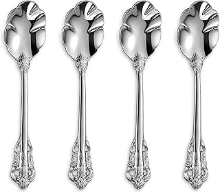 KEAWELL Premium 4-Piece 6" Tea Spoon Set, 18/10 Stainless Steel, Vintage Coffee Espresso Demitasse Spoons, Smooth Edges, Dishwasher Safe