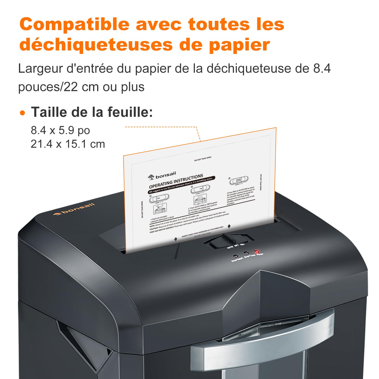 Bonsaii Feuilles lubrifiantes pour déchiqueteuse, 12 feuilles d'entretien 21,4 x 15,1 cm