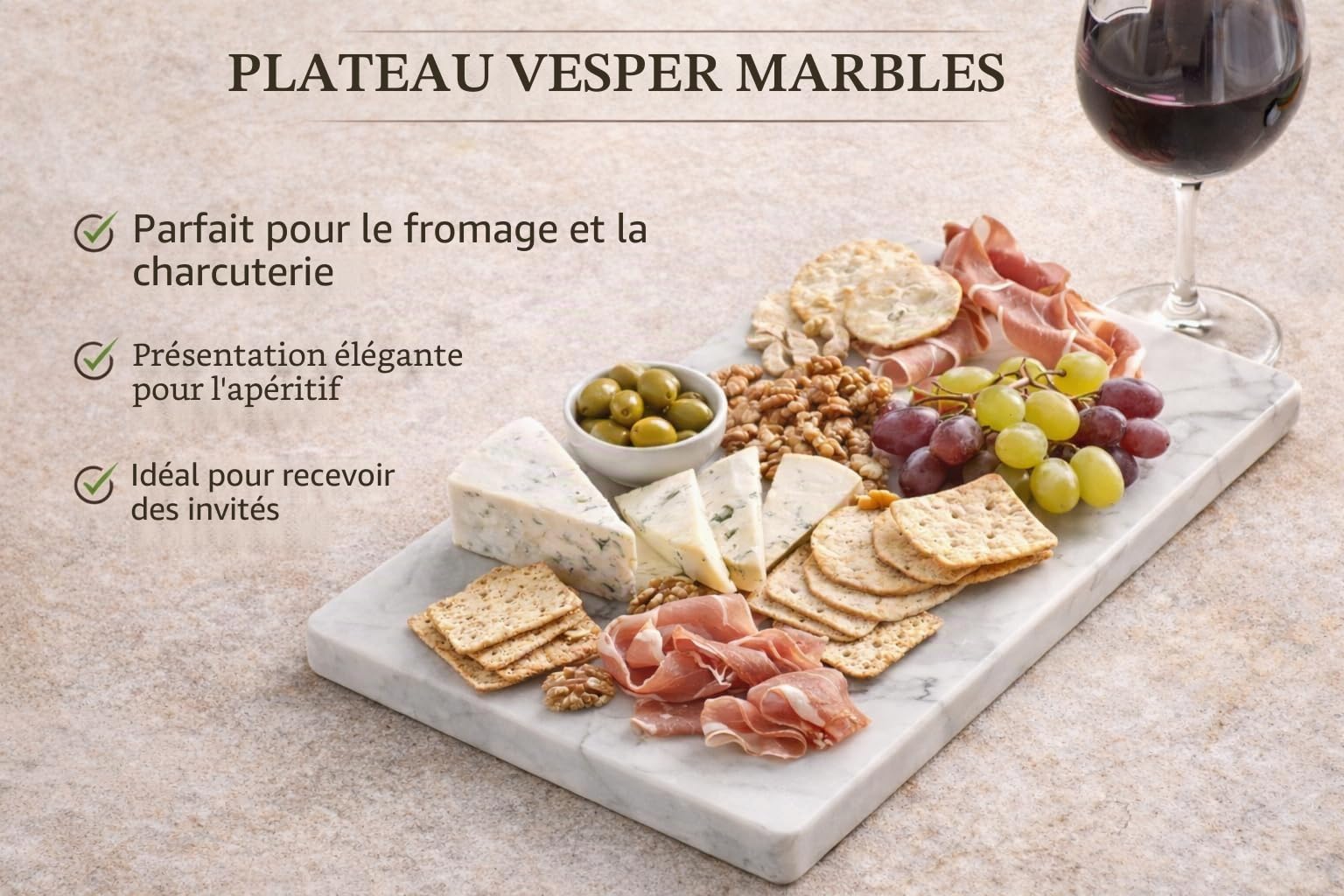 Planche à Découper en Marbre Blanc 30 x 20 cm – Petit Plateau Élégant pour Fromage, Sushi et Apéritif – Pierre Naturelle Design Italien – Kalu Creations