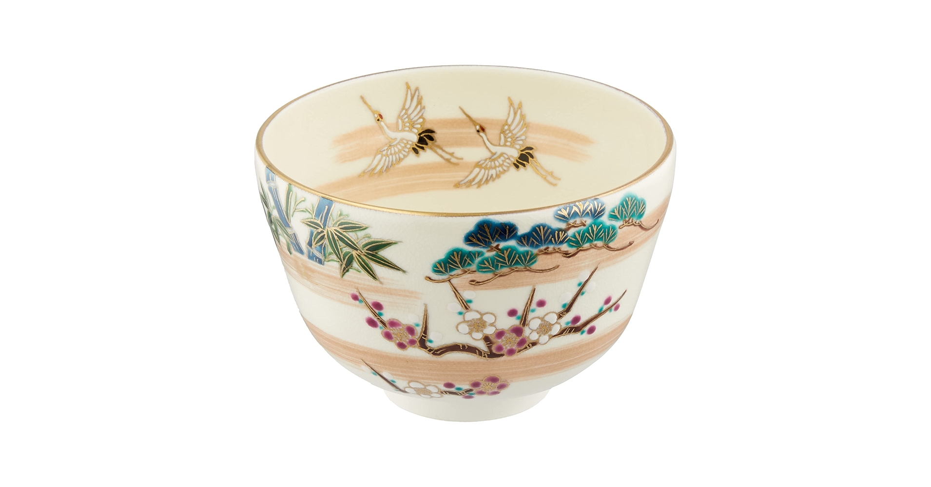 Amazon｜京焼 清水焼 如山窯 抹茶碗 仁清鶴松竹梅 TJN435｜抹茶