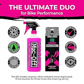 Muc-Off Nano Tech Bike Cleaner 1L & 3 Premium Bike Brush Set | Includes Soft Washing, Claw & Detailing Brush | Fast-Acting 1L Bike Wash | Safe on Carbon Fibre, Paintwork & All Bikes
