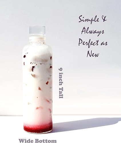 Miniatura 5 de Botella de vidrio de 17 onzas con marcador de tiempo, reutilizable, transparente, respetuosa con el medio ambiente, para agua, jugo, café, té, leche