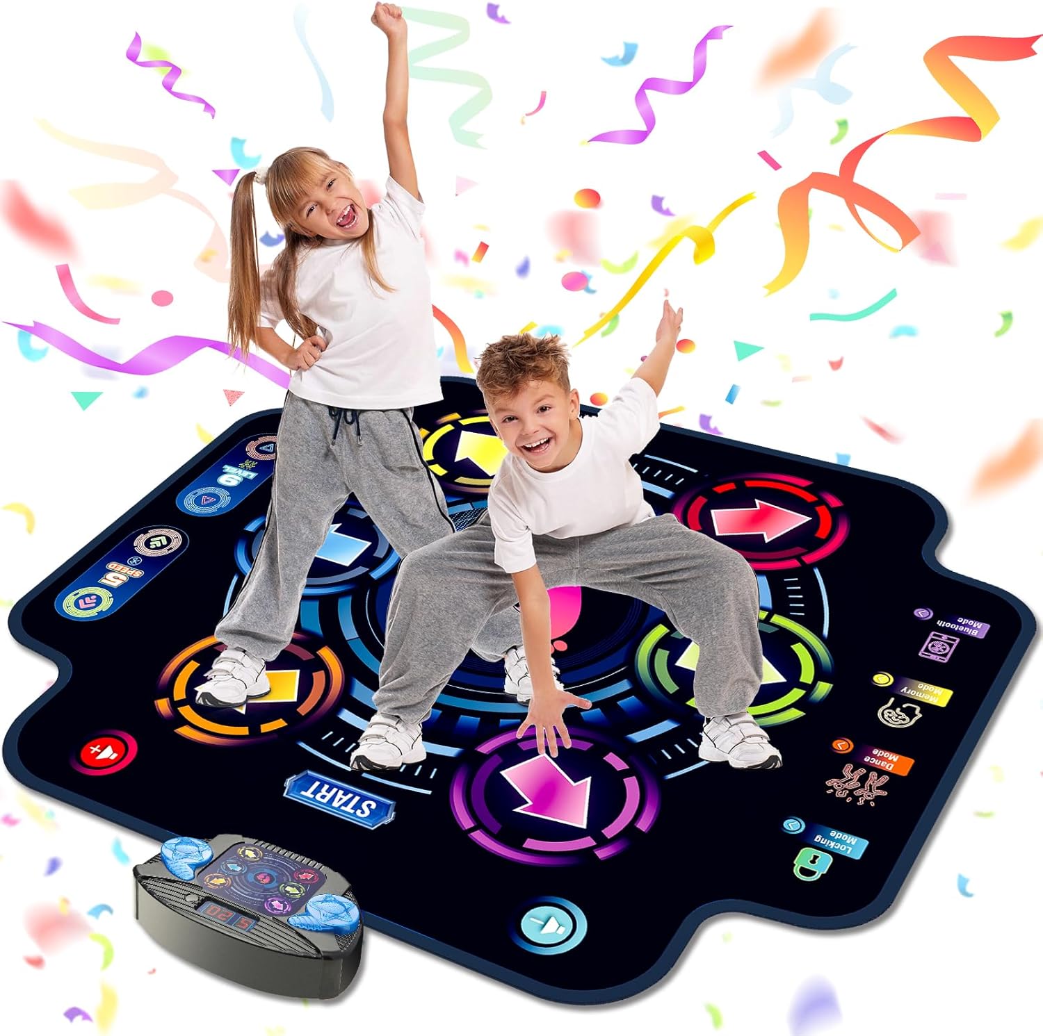 Dance Mat, Kids Electronic Dance Pad with Wireless Bluetooth 5 Speeds 9 Levels, Music Toys Birthday & Xmas Gifts for Girls Boys 3 4 5 6 7 8 9 10+ Year Old