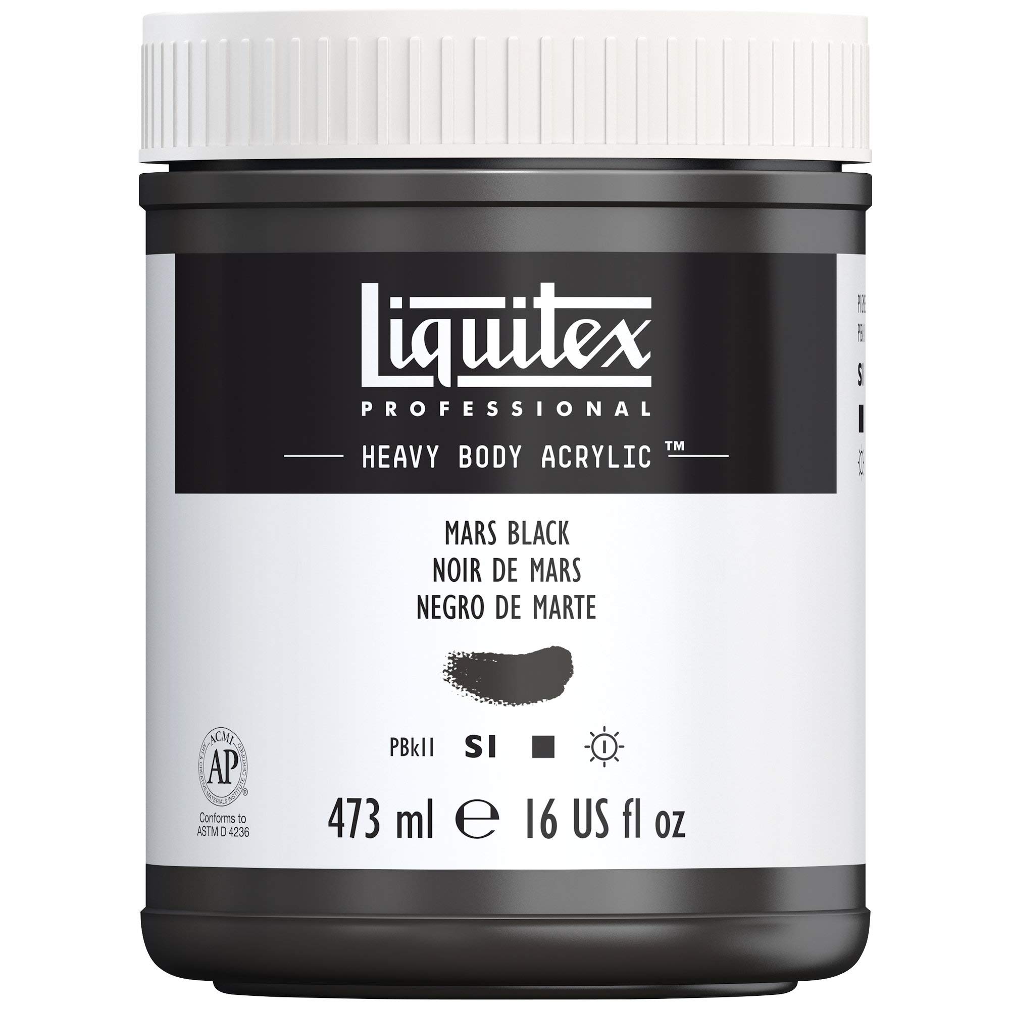 Liquitex pintura acrílica profesional Heavy Body - cuerpo espeso, tarro de 473 ml, color negro marte