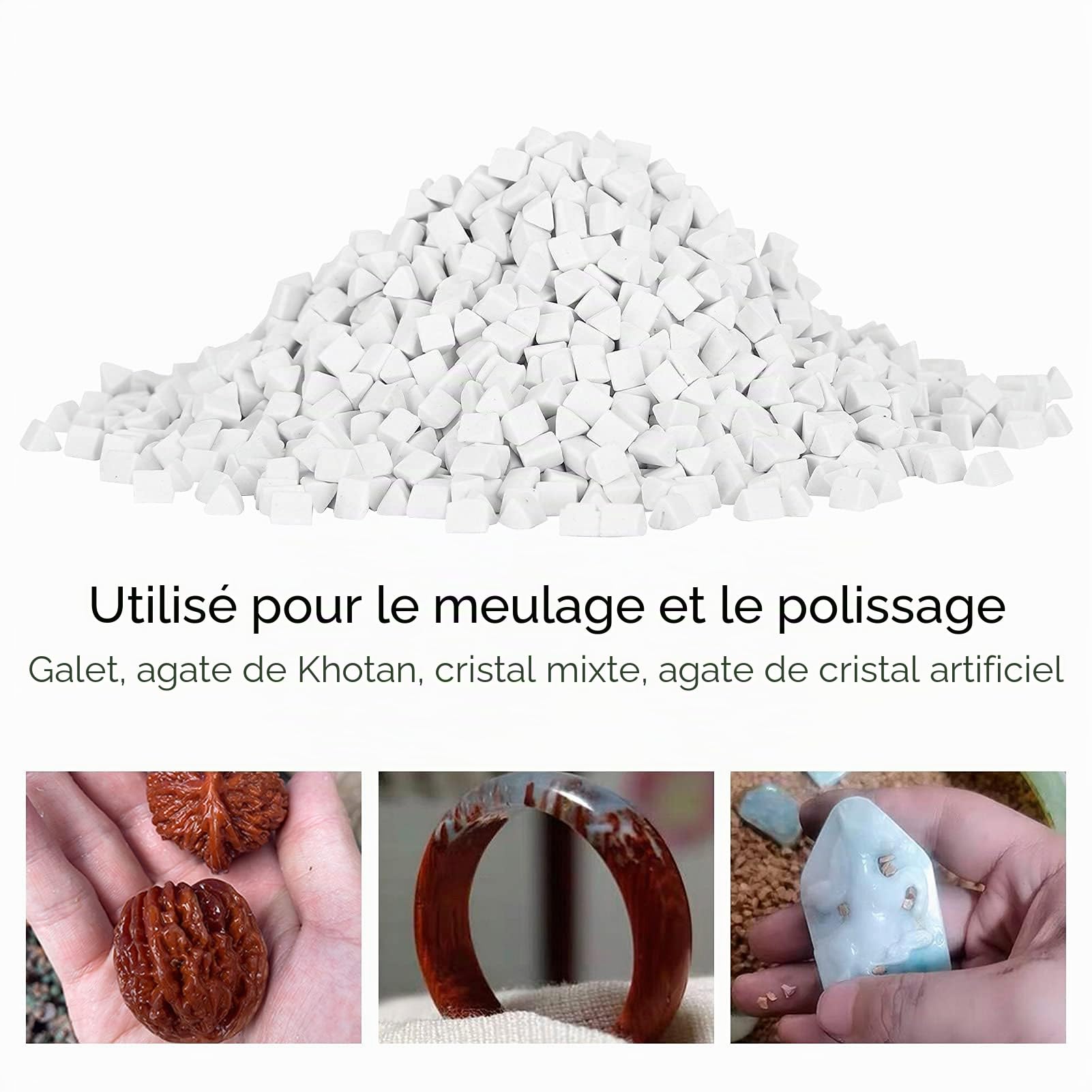 Média en céramique pour culbutage de roche, matériau de remplissage en céramique pour culbutage de roche, matériau abrasif de polissage triangulaire, support de polissage de roche