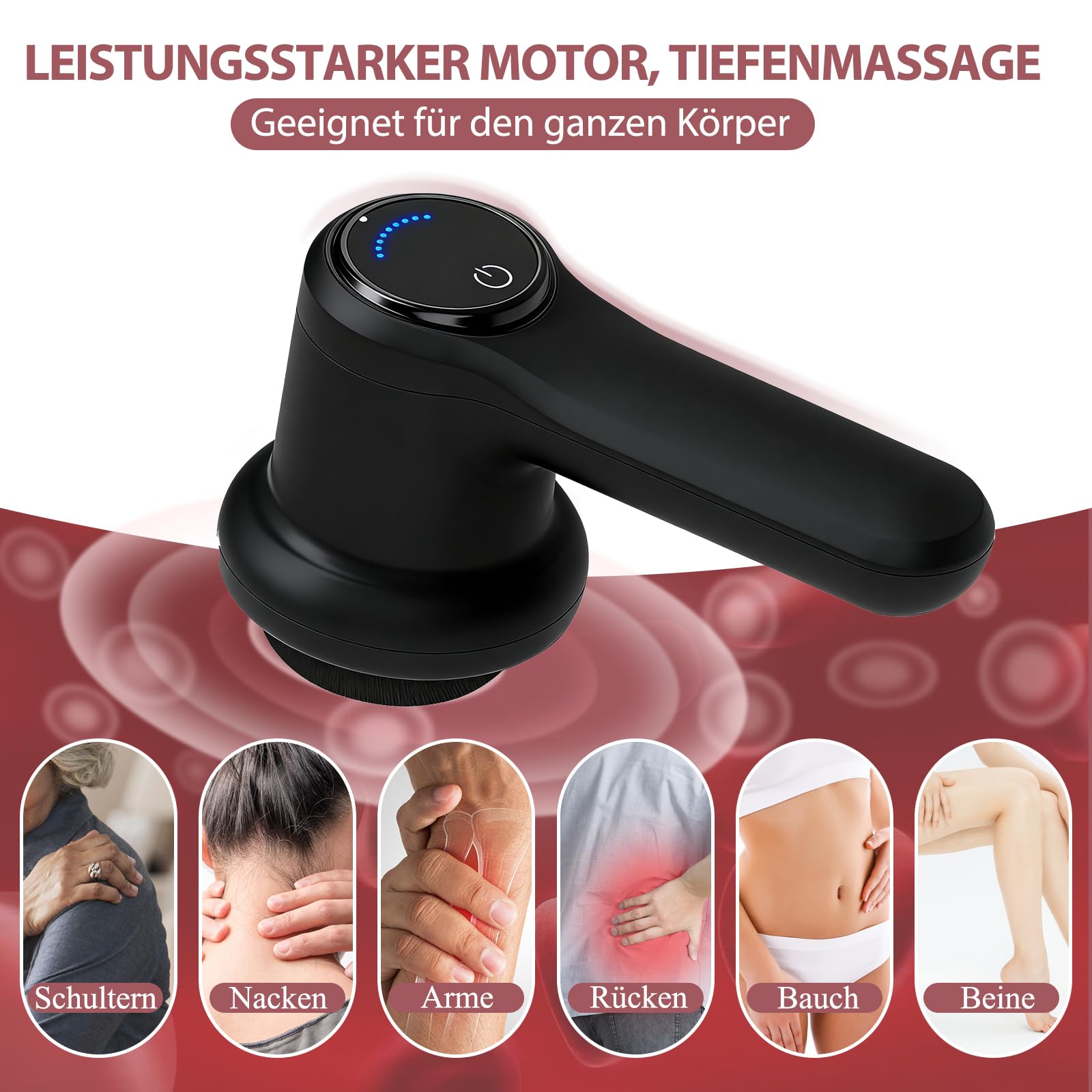 Massaggiatore Anticellulite Elettrico, Massaggiatore Cellulite Professionale Trasportabil econ 8 Testa Massaggio, Forme Rassodanti, Rassoda e Scolpisce, Allevia la Tensione Muscolare
