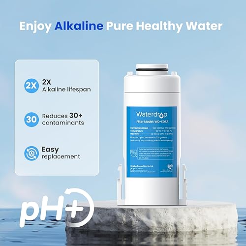 Miniatura 2 de Waterdrop WD-EDFA Filtros alcalinos de repuesto para jarra eléctrica Waterdrop NSFANSI 42 y 372, mejora el PH, 3 meses o 200 galones, reduce el