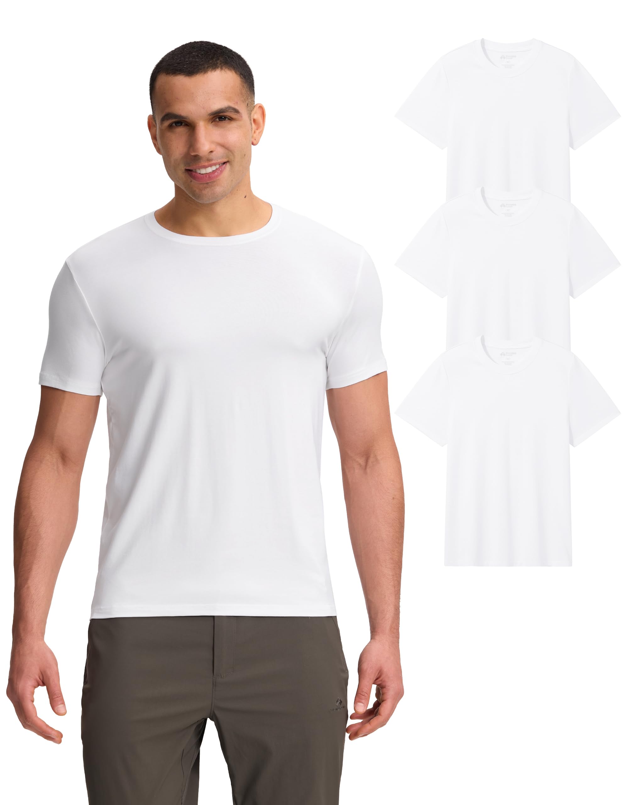Photo 1 of Pioneer Camp Mens Bamboo Viscose T Shirt Ultra Soft White Plain Tshirts for Men Cooling Crew Neck Casual Basic Tee Shirt